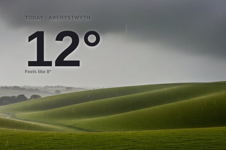 Aberystwyth weather: heavy rain Wednesday with rain expected and a high of 12°C