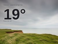 Aberystwyth: overcast day, high of 19°C