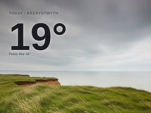 Aberystwyth: overcast day, high of 19°C