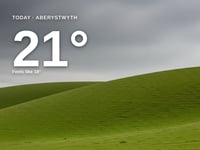Aberystwyth: overcast day, high of 21°C