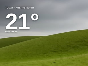 Aberystwyth: overcast day, high of 21°C