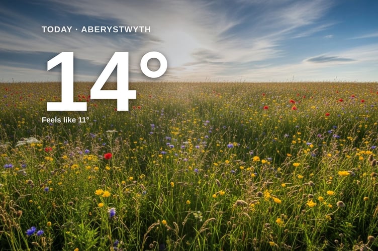 Aberystwyth weather: partly cloudy Monday with light rain showers possible in the morning and a high of around 14°C